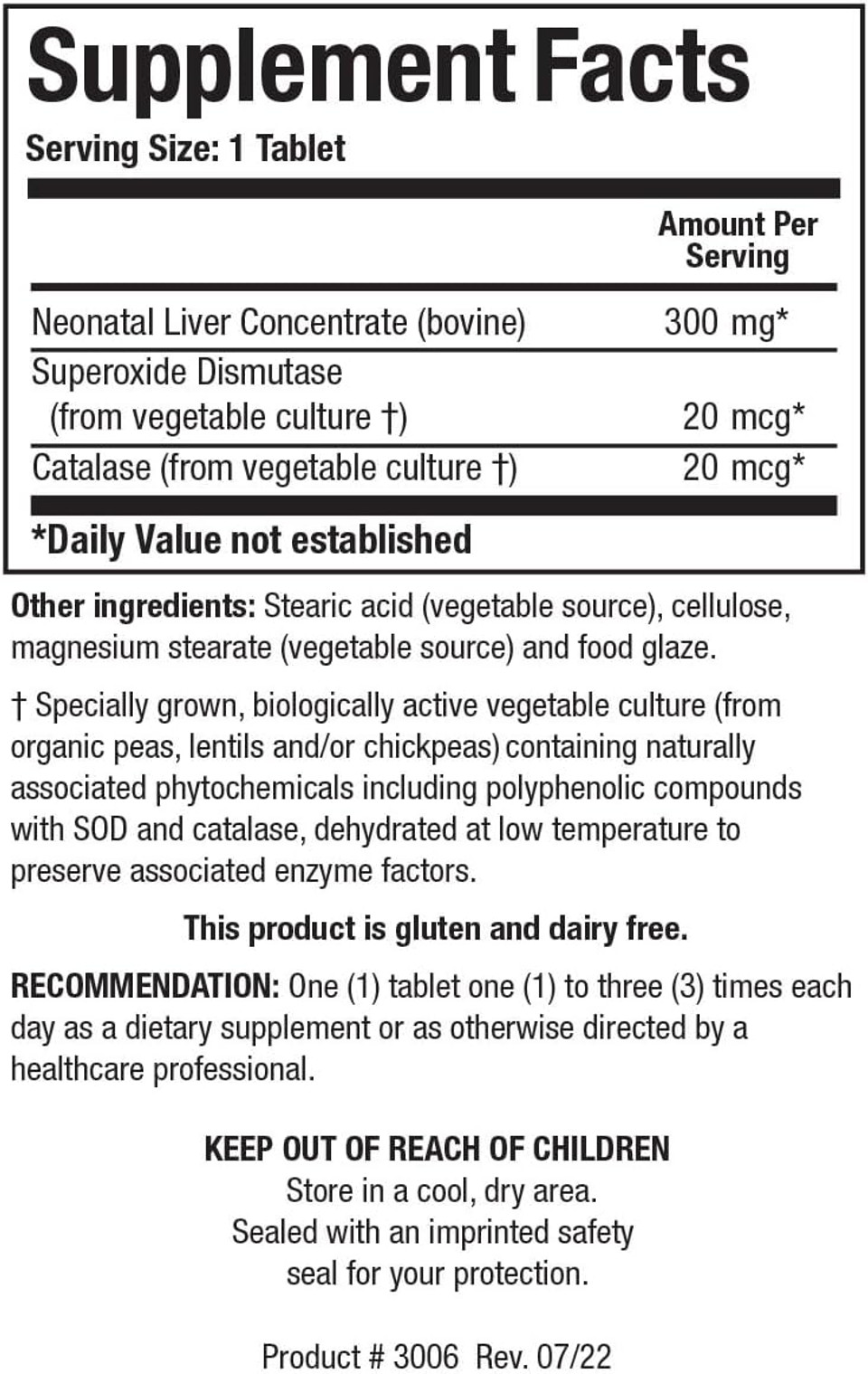 Biotics Research Cytozyme Lv Neonatal Liver, Supports Healthy Liver Function And Serum Albumin, Excellent Source Of B Vitamins And Iron, Sod, Catalase, Potent Antioxidant 60 Tablets