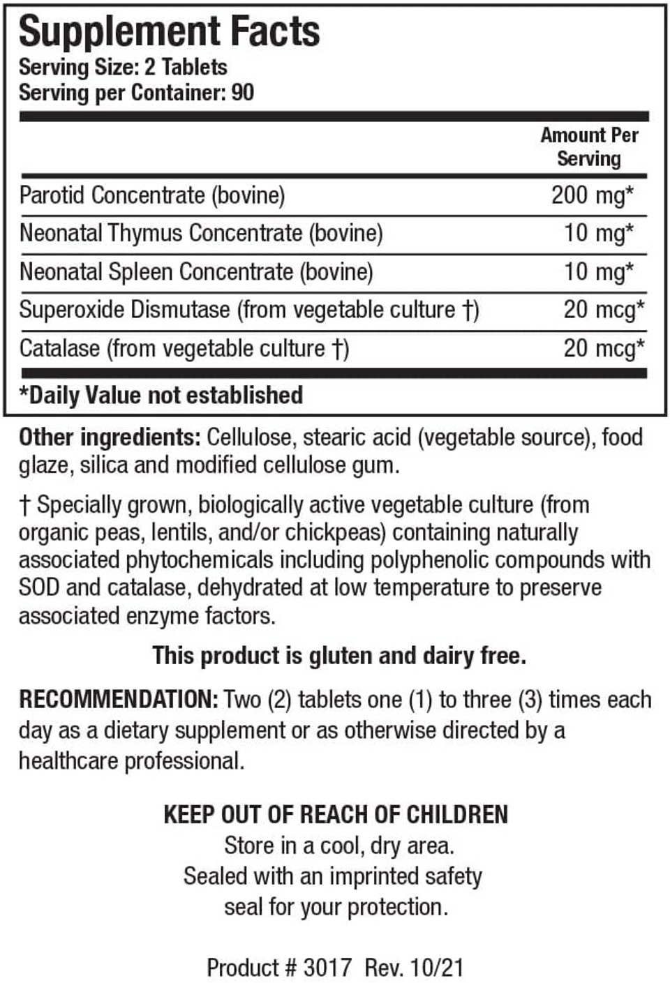 Biotics Research Cytozyme Parotid Ts Parotid Concentrate, Digestive Health, Supports Parotid Gland Functioning, Fosters Enzyme Production, Sod, Catalase, Potent Antioxidant Activity 180 Tablets