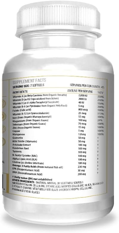 Actif Liver Support For Women With 20+ Advanced Factors And Omega-3 - Non Gmo, Made In Usa, 90 Count