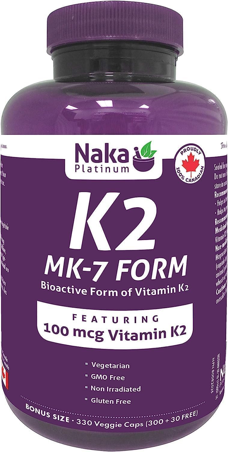 K2 Mk-7 330, Naka Platinum K2 (Mk-7 Form) 330 Veggie Caps - Exclusive Size: 300 + 30 Free, 330 Count