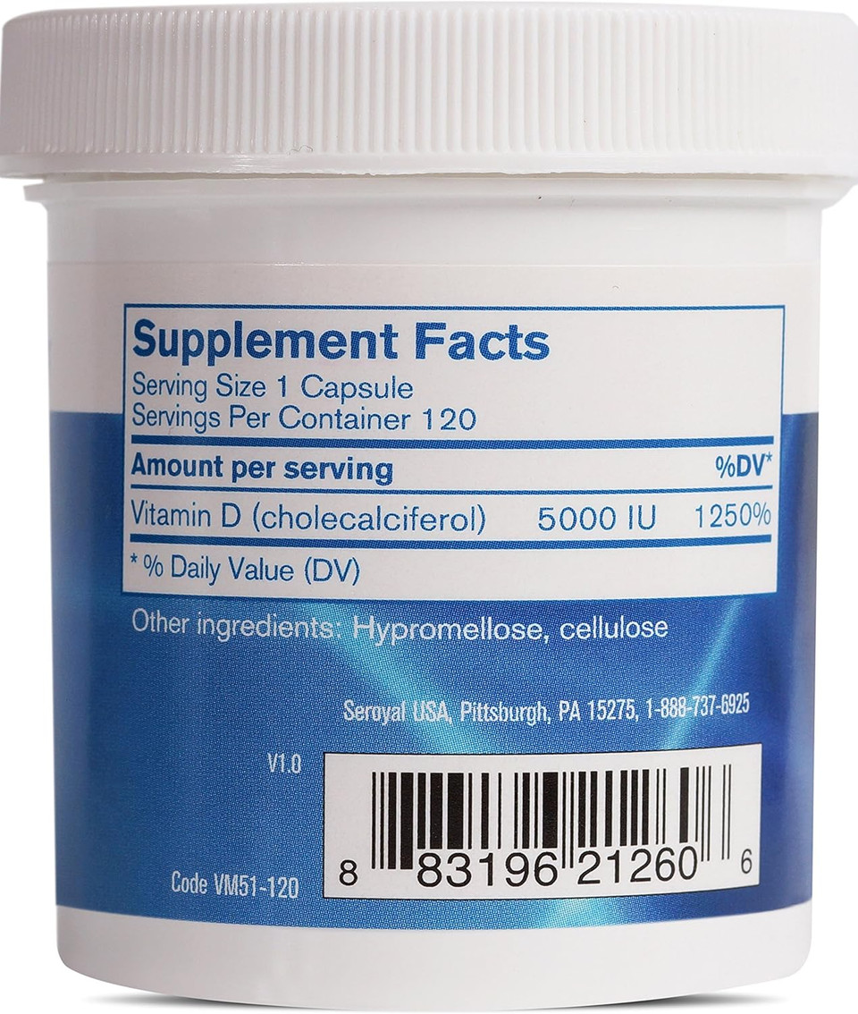 Pharmax Vitamin D 5000 Iu | Supports Healthy Bones And Teeth, And Absorption Of Minerals | 120 Capsules