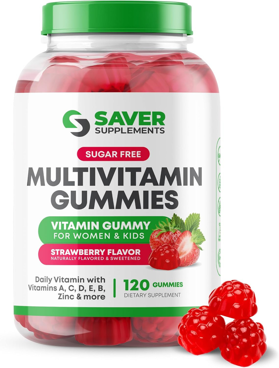 Sugar Free Multivitamin Gummies, 120 Gummies  Naturally Flavored And Sweetened Vitamin Gummy For Women And Kids  Strawberry Flavor Sugar Free Multivitamin Gummies, 120 Gummies  Naturally Flavored And Sweetened Vitamin Gummy For Women And Kids  Strawberry Flavor