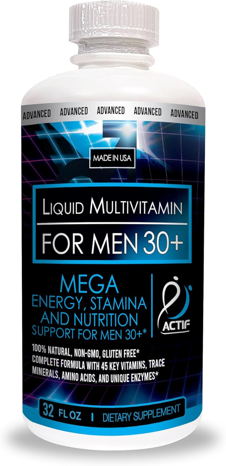 Actif Liquid Daily Multivitamin For Men Age 30+ With 40 Advanced Factors  Non Gmo, Made In Usa, 32Oz, Expiration: 05/2026