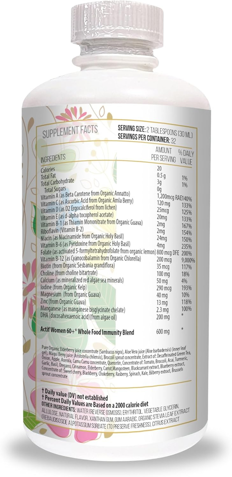 Actif Liquid Daily Multivitamin For Women Age 60+ With 45+ Advanced Factors  Non Gmo, Made In Usa, 32Oz, Expiration Date: 10/2026
