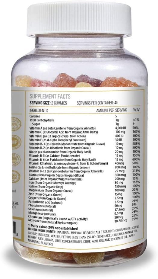 Actif Organic Bariatric Gummies With 25+ Organic Vitamins And Minerals For Bariatric Surgery, Advanced Formula  Non Gmo, 90 Count
