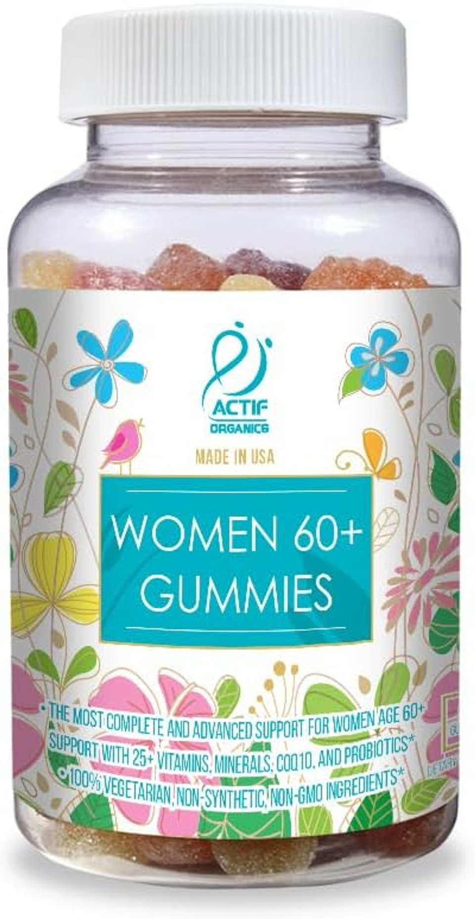 Actif Women Age 60+ Gummies With 25+ Advanced Factors And Probiotics - Non Gmo, Made In Usa, 90 Count