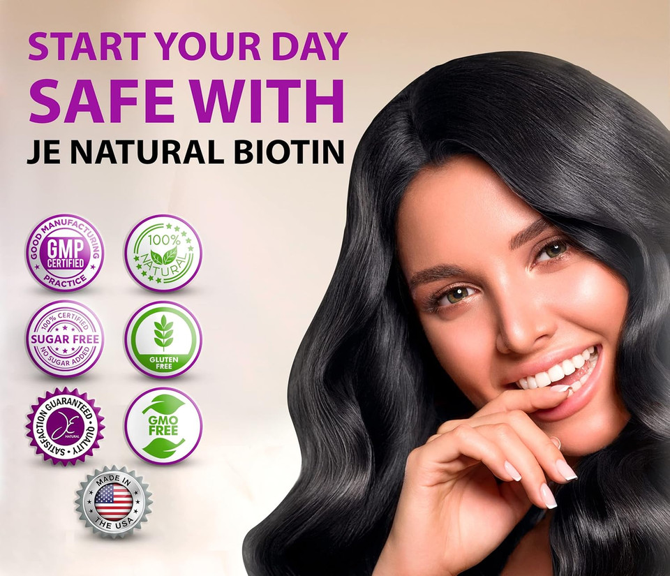 Biotin Hair Skin And Nails Vitamins, Vitamin C, Biotin And Collagen Supplements That Make Hair Grow Faster And Longer, For All Ages, 60 Capsules Of Biotin 20000Mcg Maximum Strength