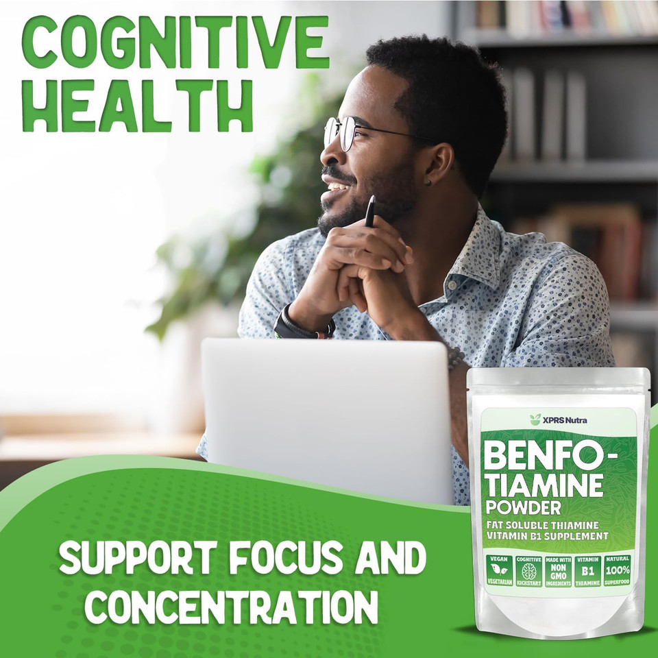 Xprs Nutra Benfotiamine (Thiamine) - Fat Soluble Happy Heart Thiamine - Enhanced Vitamin B1 Benfotiamine To Support Cognitive Health - Vegan Friendly Benfotamine (.5 Ounce)