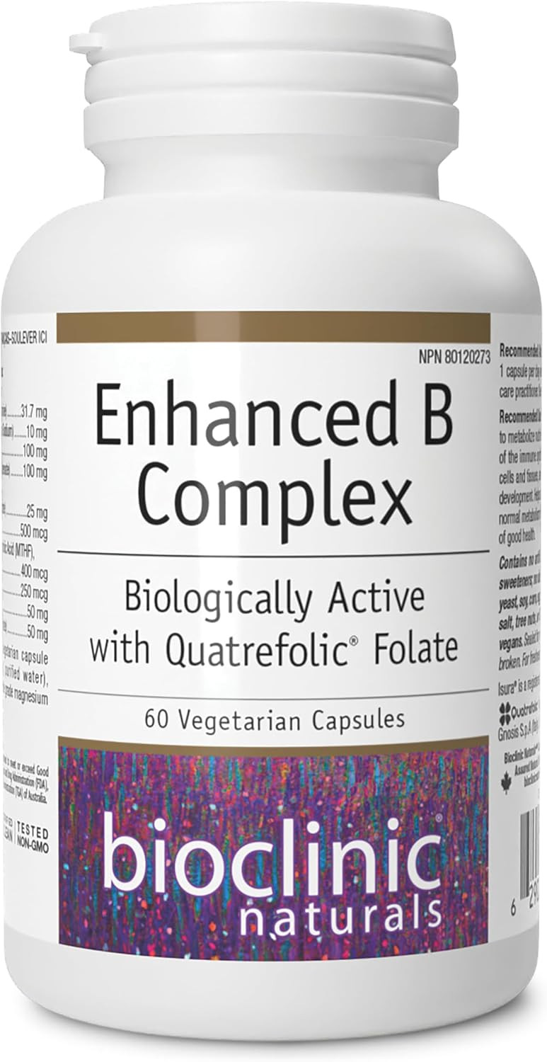 Bioclinic Naturals Enhanced B Complex 60 Softgels - Biologically Active And With Quatrefolic Folate