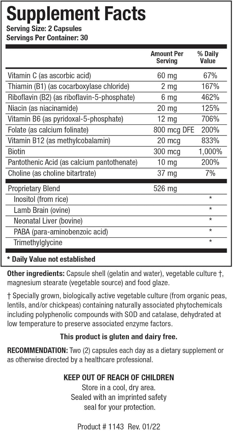 Biotics Research Bio Ggg B, B Complex, Biochemically Activated Forms Of B Vitamins, Thiamin, Riboflavin, Niacin, B6, B12, Folate Produce Energy, Optimize Positive Mood,Cardiovascular Health 60 Capsule