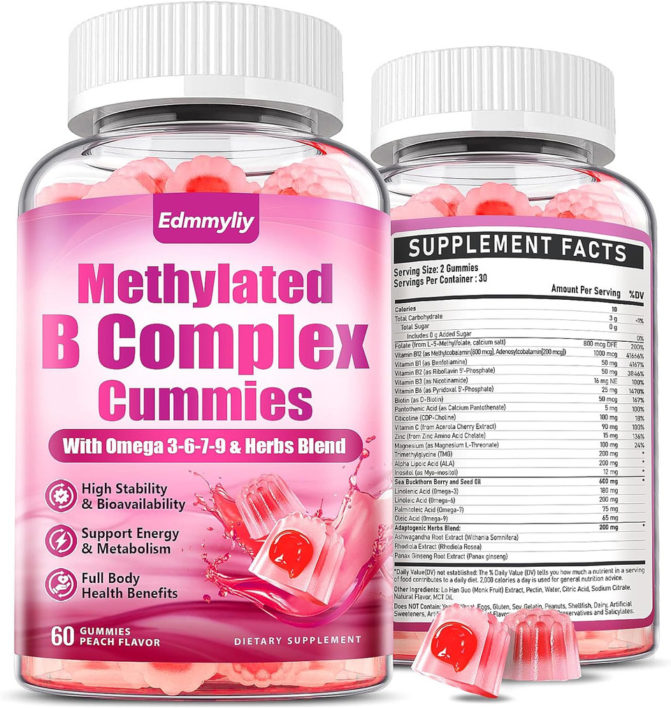 Methylated B Complex Multivitamin For Women - Daily Vitamin B1, B2, B6, B12 Gummies With Folate, Vitamin C, Magnesium & Omega 3 - Supports For Immune & Over-All Health Methylated B Complex Multivitamin For Women - Daily Vitamin B1, B2, B6, B12 Gummies With Folate, Vitamin C, Magnesium & Omega 3 - Supports For Immune & Over-All Health