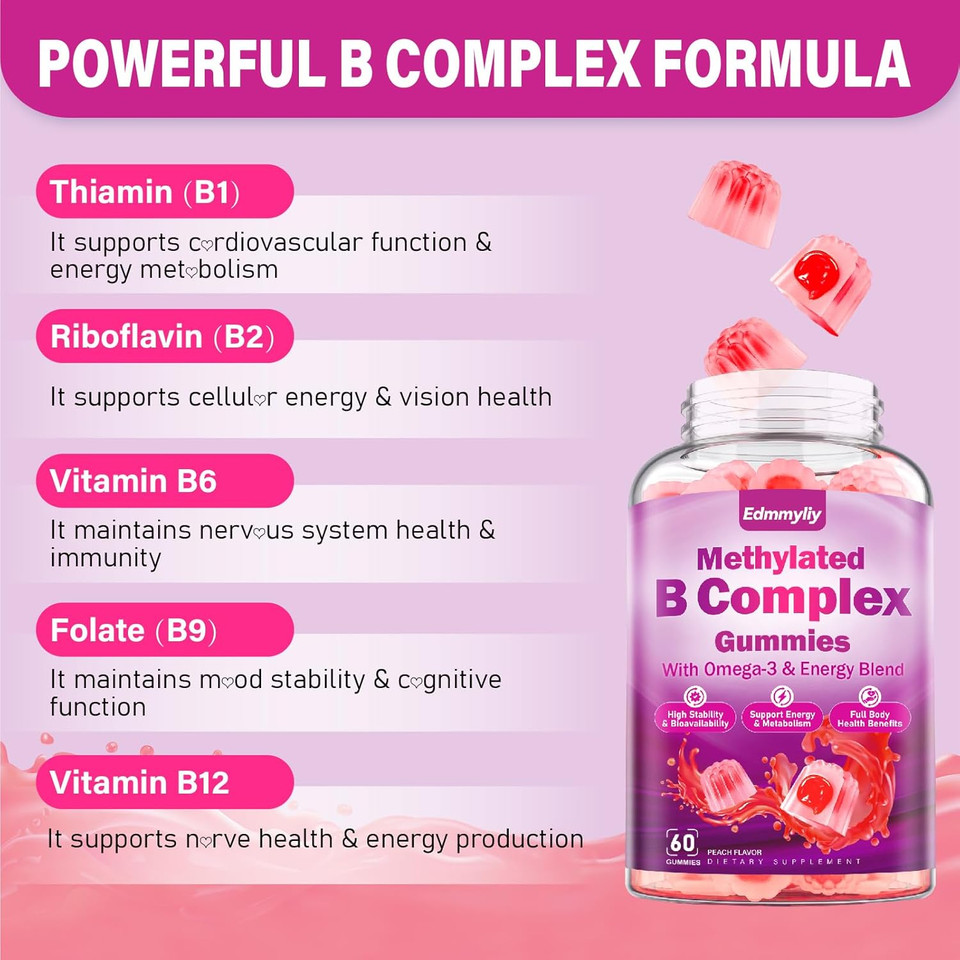 Methylated Multivitamin Gummies For Women - Vitamin B Complex Plus Omega 3, Magnesium Vitamin C & Zinc - Gluten-Free & Vegan Methylated B Vitamins