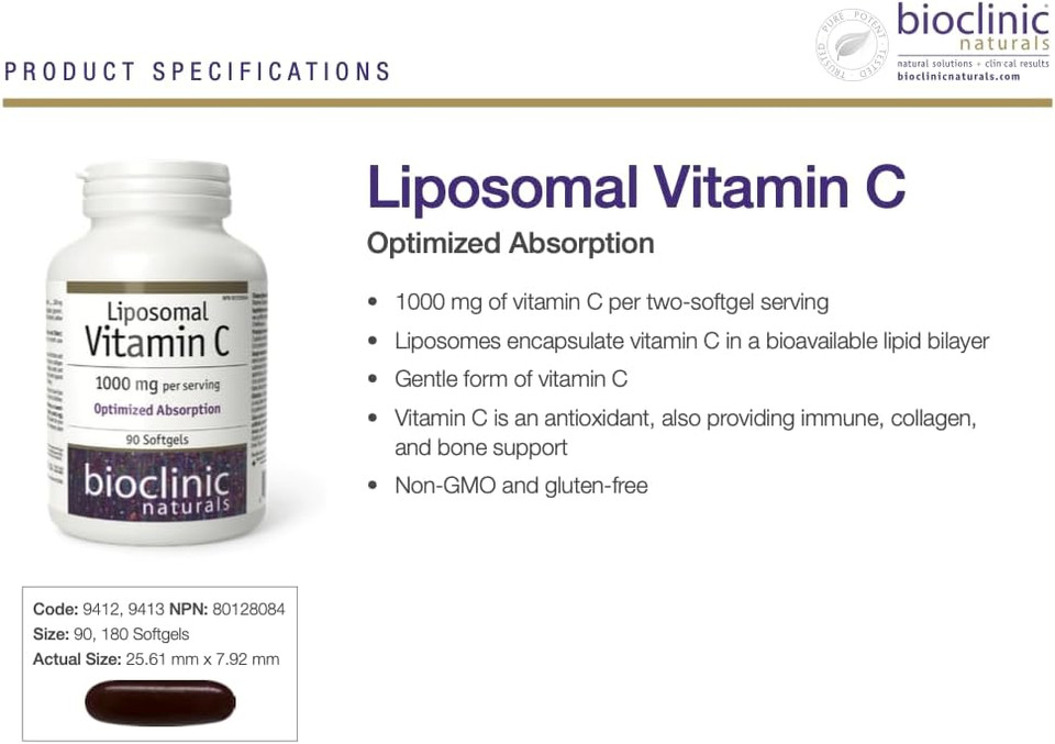 Bioclinic Naturals - Liposomal Vitamin C 90 Softgels
