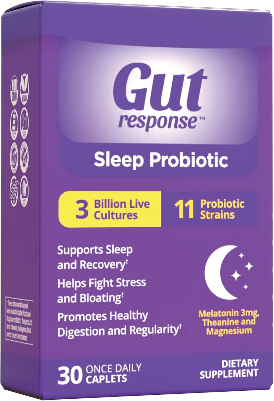 Stress Probiotic For Men & Women, Slows Down Digestive Aging, Boosts Immune System, Promotes Calmness, Ashwagandha, L-Glutamine, Non-Gmo, Gluten Free & Vegan, 5 Billion Cfu, 30 Caplets