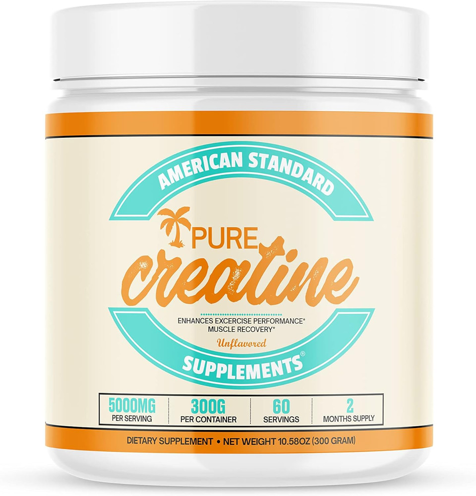 American Standard Supplements Pure Creatine Monohydrate Micronized Powder - Micronized Creatine Monohydrate Powder - Unflavored - 5000Mg Per Serving - 60 Servings (300G)