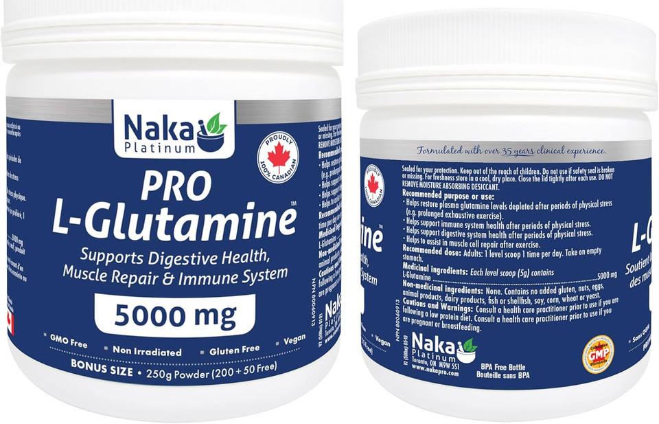 L-Glutamine 250, Naka Platinum Pro Powder - Bonus Size: 250G (8.8 Oz) 200 + 50 Free, 250 Count