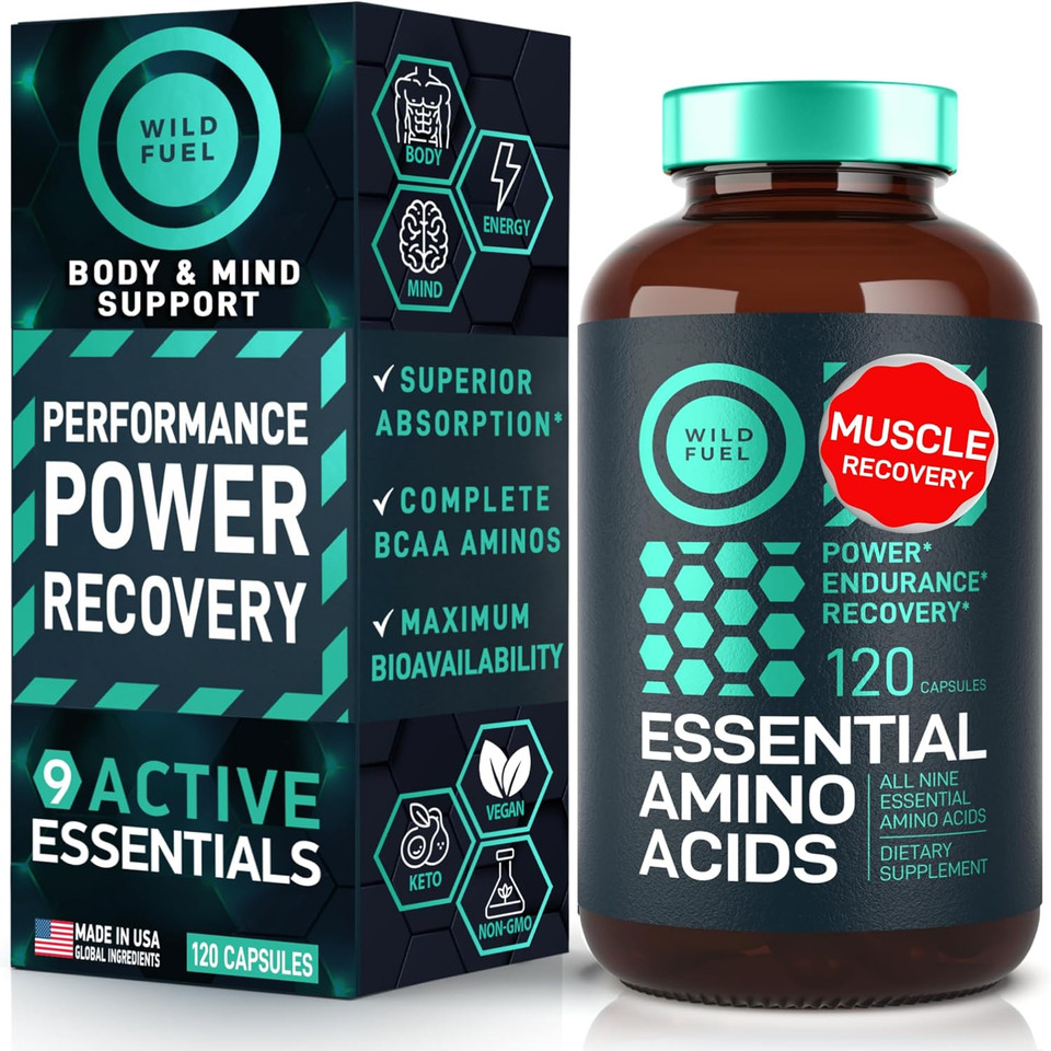 Wild Fuel Essential Amino Acids Supplement For Women And Men - All 9 Bcaas Amino Acid Complex For Power And Recovery - Eaa Lysine, Tryptophan, Isoleucine - 2 Pack 240 Vegan Bcaa Capsules Wild Fuel Essential Amino Acids Supplement For Women And Men - All 9 Bcaas Amino Acid Complex For Power And Recovery - Eaa Lysine, Tryptophan, Isoleucine - 2 Pack 240 Vegan Bcaa Capsules