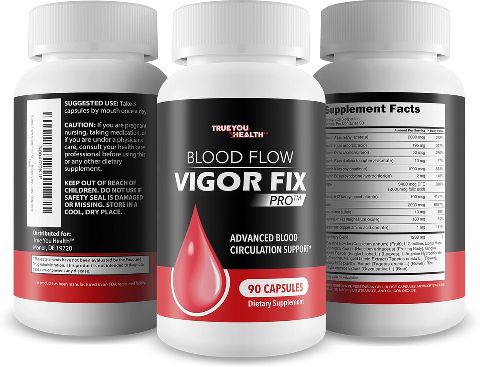 Blood Flow Vigor Fix Pro - Our Best Blood Flow Supplement For Men - Poor Circulation Supplements - Blood Circulation Supplements For Men To Increase Blood Flow - Healthy Blood Flow - Men Blood Flow