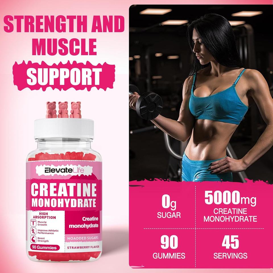 Creatine Monohydrate Gummies 5000Mg For Men & Women Strawberry 180 Creatine Monohydrate Gummies 5000Mg For Men & Women Strawberry 180