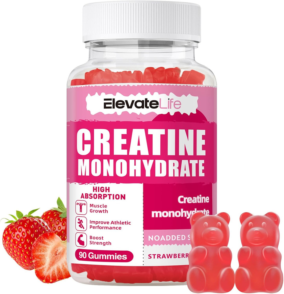 Creatine Monohydrate Gummies 5000Mg For Men & Women, Chewables Creatine Monohydrate For Muscle Strength, Muscle Builder, Energy Boost, Pre-Workout Supplement-90 Peach Gummies