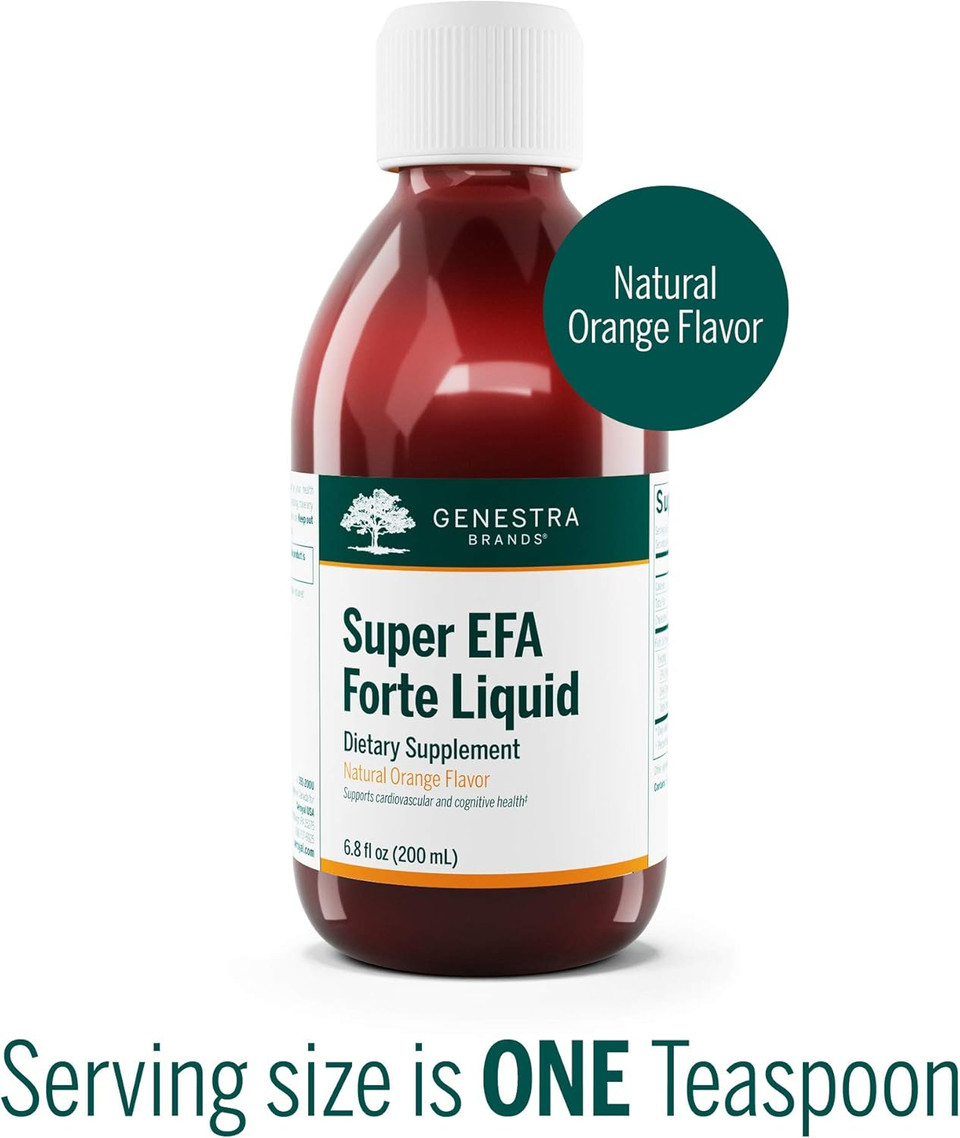 Genestra Brands Super Efa Forte Liquid | Fish Oil Formula To Support Cognitive, Cardiovascular, And Joint Health | Natural Orange Flavor | 6.8 Fl. Oz