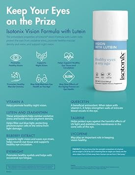 Isotonix Vision Formula With Lutein  Supports Eye Health, Vision & Circulation  Antioxidants, Zinc, Vitamin C, E, Bilberry, Zeaxanthin  Eye Supplement For Clarity & Protection - 30 Servings