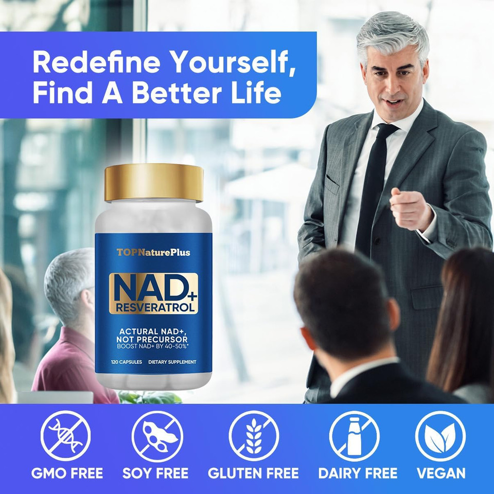 Nadh+ Supplement 1000Mg, Nmn Alternative Nadh+ Resveratrol Supplement Energy Booster For Women And Men, Support Dna Repair & Health Aging, 240 Capsules