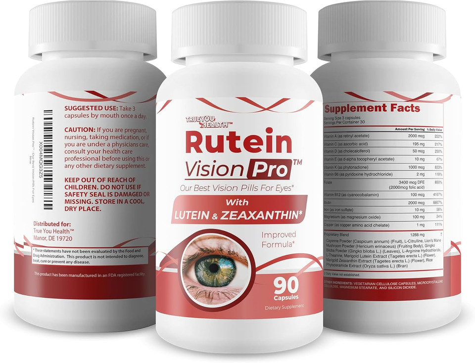 Rutein Vision Pro - Our Best Vision Pills For Eyes - Vitamin A Vision Capsules - Vision Improvement Pills - Rutein Supplement For Eyes - Rutein Eyebright Eye Red Root Hack For Retina Clear Ocular Clog