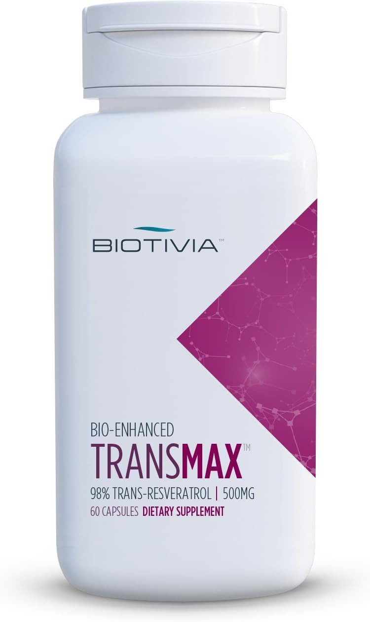 Transmax 1000Mg 98% Trans-Resveratrol + Polydatin + Piperine For Increased Bio-Availability. No Artificial Fillers Or Additives. 60X500Mg Vegan Capsules