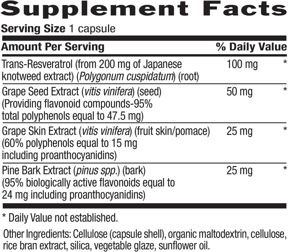 Country Life Resveratrol Plus 1000Mg - Organic Antioxidant Supplement With Pine Bark & Grape Seed Extracts - Vegan, Gluten-Free, Non-Gmo