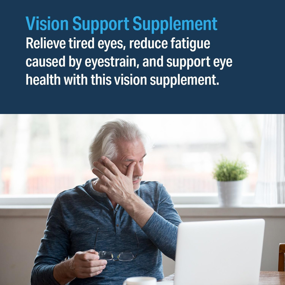  Advanced Vision Formula Supplement, Healthy Vision, Eye Function Support, Eye Vitamins, Lutein, Zeaxanthin, Vitamin A, C, Zinc, Gluten Free, Dairy Free, Vegan (60 Tablets)
