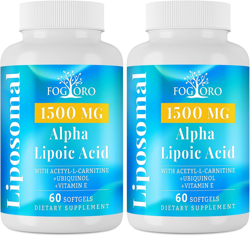 Fogoro Alpha Lipoic Acid 1500 Mg-Liposomal Ala Supplement For Cellular Energy Production,Lipid Metabolism,Free Radical Scavenger,120 Softgels