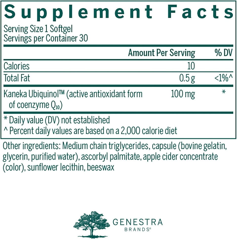 Genestra Brands Ubiquinol 100Mg | Provides Antioxidant Support | 30 Capsules