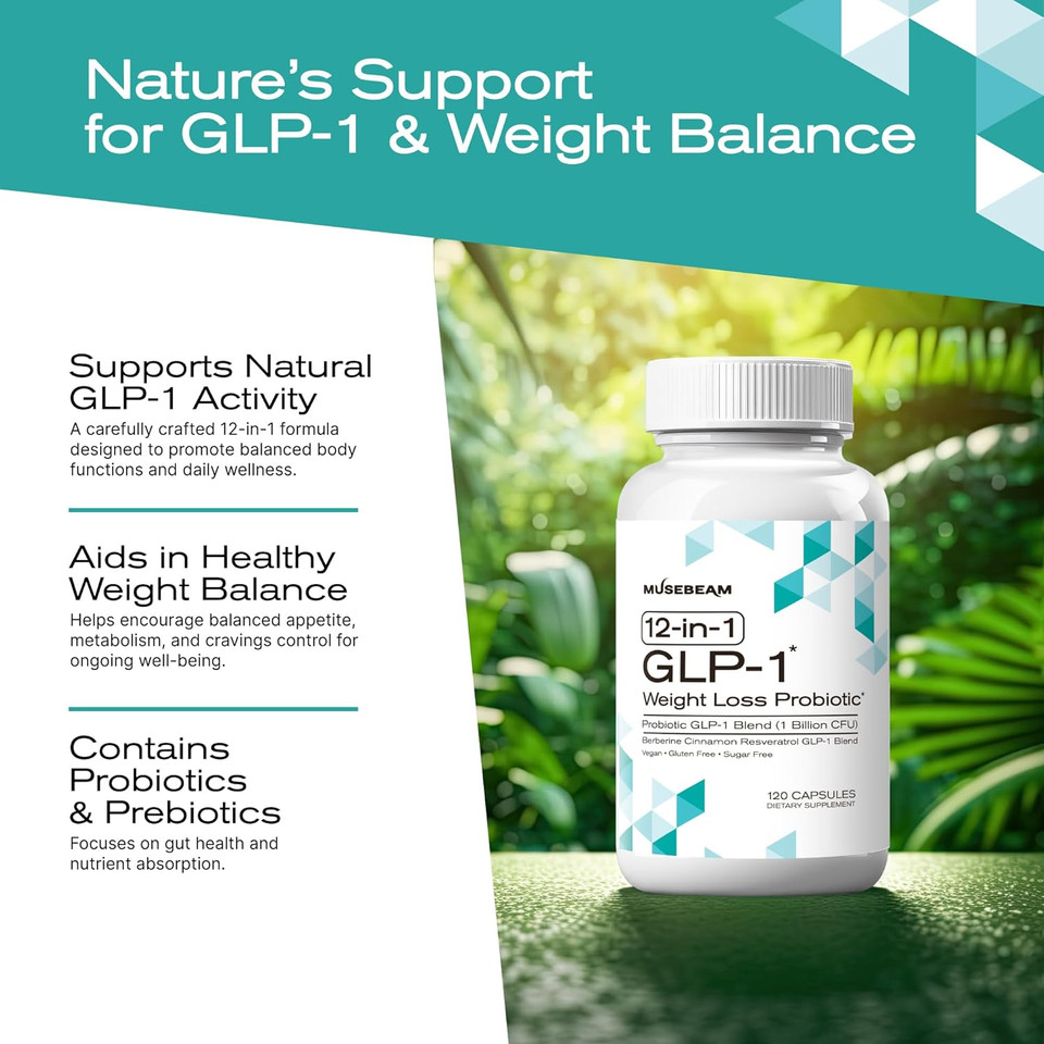 Glp-1 Probiotic Weight Loss Support Supplement - Women Men Glp1 Booster With Berberine - Natural Glp 1 Support Appetite Suppressant Hunger Control Metabolism Fat Burn & Gut Health