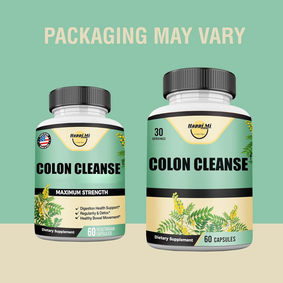 Colon Cleanse, Colon Detox, All Natural Herbal Formula, Support Healthy Bowel Movements, Gut Health & Healthy Metabolism Support, Non-Gmo - 60 Vegetable Capsule 30 Servings