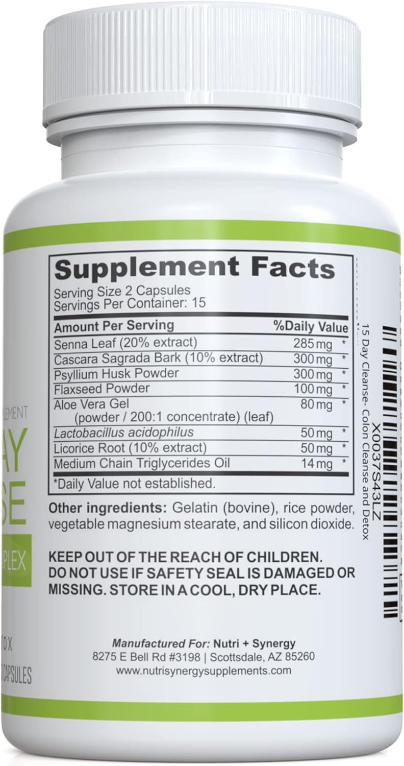 15 Day Cleanse Advanced Herbal Complex - Colon Cleanse And Detox - Improved Intestinal Health