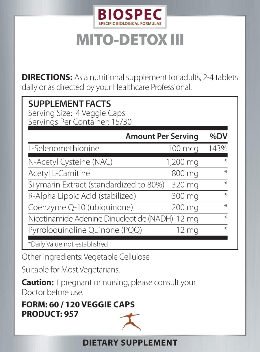 Mito-Detox Iii  N-Acetyl Cysteine (Nac), Acetyl L-Carnitine, Alpha Lipoic Acid (Ala), Co-Q-10