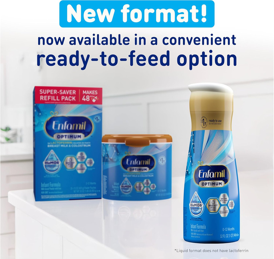 Enfamil Optimum Baby Formula, Our Closest Formula To Breast Milk, Immune-Supporting Lactoferrin Also Found In Breast Milk, Brain-Building Dha, 30 Oz