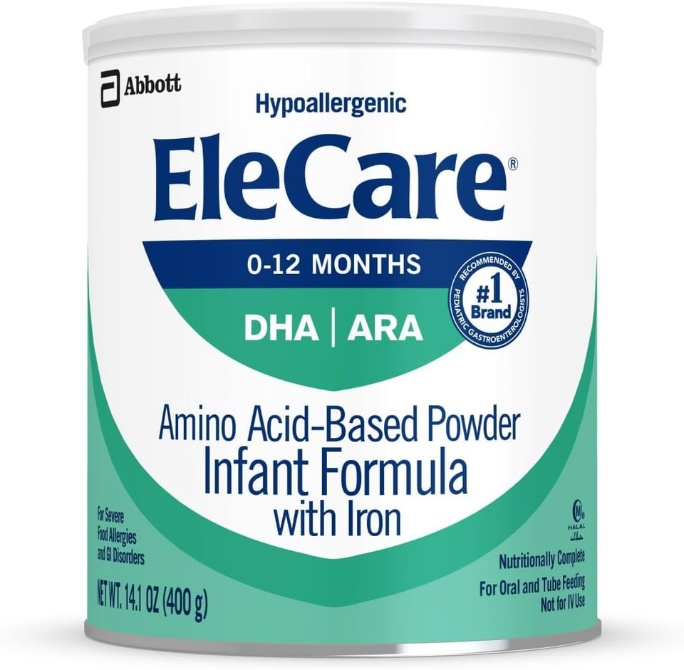 Elecare Hypoallergenic Amino Acid-Based Infant Formula, Complete Nutrition For Food Allergies And Gi Conditions, Amino Acid-Based Baby Formula Powder, 14.1-Oz Can