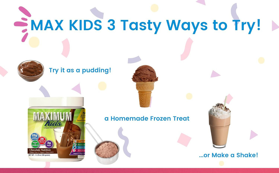 Maximum Kids Complete Organic Powder Mix. Great Tasting, Easy To Use, Complete Nutritional Drink With 26 Vitamins And Minerals, 20G Of Plant Protein, 3G Of Fiber. Kid Tested. Parents Approved
