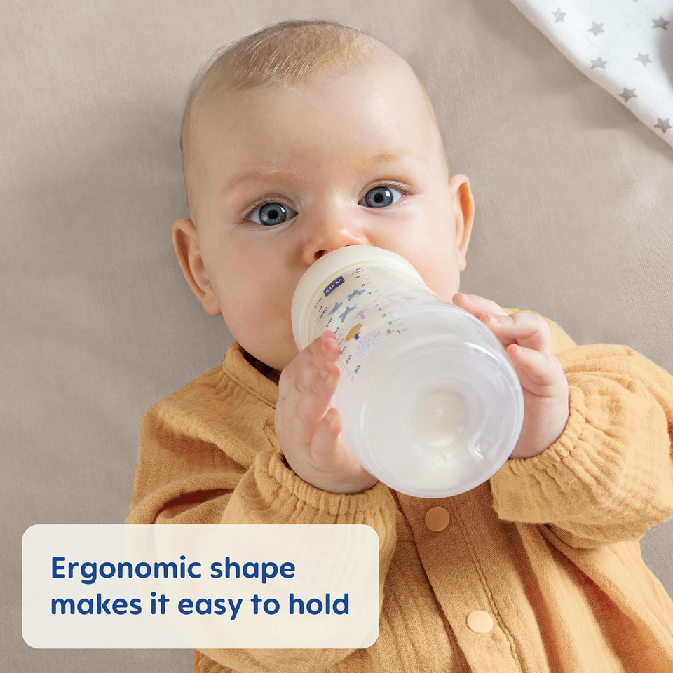 Mam Easy Active Baby Bottles 11Oz, Fast Flow Skinsoft Silicone Nipple With Wide Neck Ergonomic Design, Easy To Hold, Bpa-Free, Bottles With Leak-Proof Caps For 4+ Months Baby
