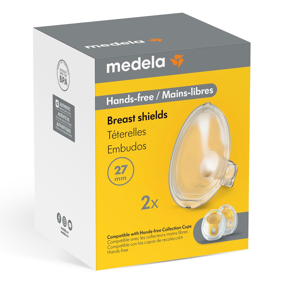 Medela Hands-Free Breast Shields 27Mm, For Use With Hands-Free Collection Cups, 2 Count