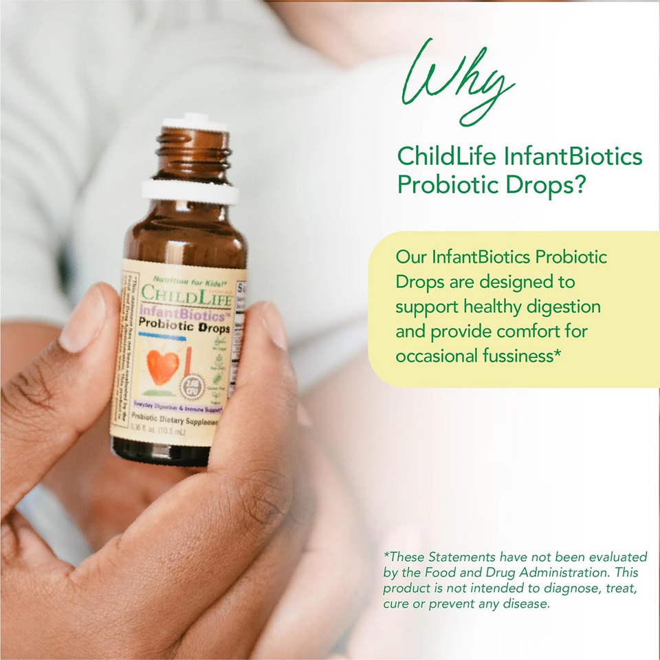 Childlife Essentials Infantbiotics - Baby Probiotic Drops, Infant Probiotic, Toddler Probiotic, Baby Constipation Relief, Gas Drops For Newborns, Gastrointestinal Health, Vegan, Non-Gmo - 0.36 Fl Oz