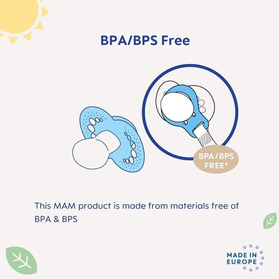 Mam Pacifier Clips (2 Clips), Clips For Pacifiers With Fasteners And Flexible Rings, Pacifier Clips For Boys, Designs May Vary