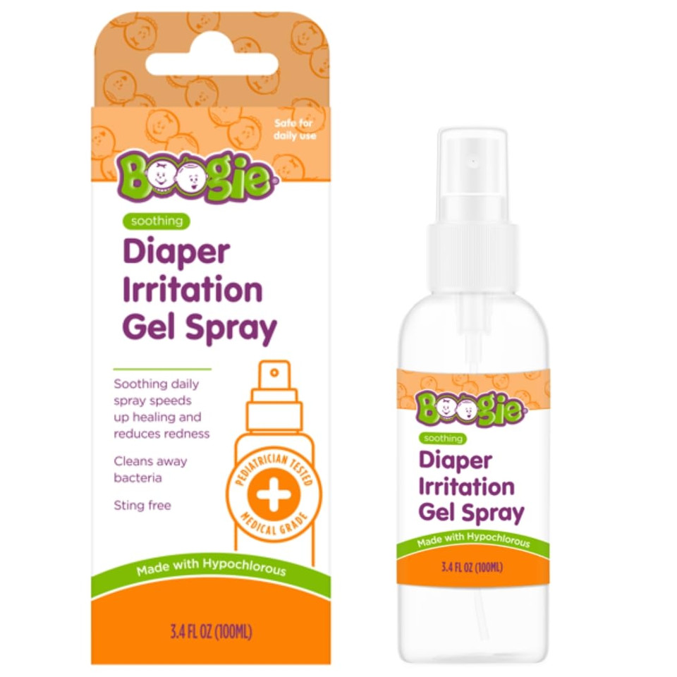 Boogie Diaper Irritation Gel Spray, Made With Hypochlorous, 3.4 Oz