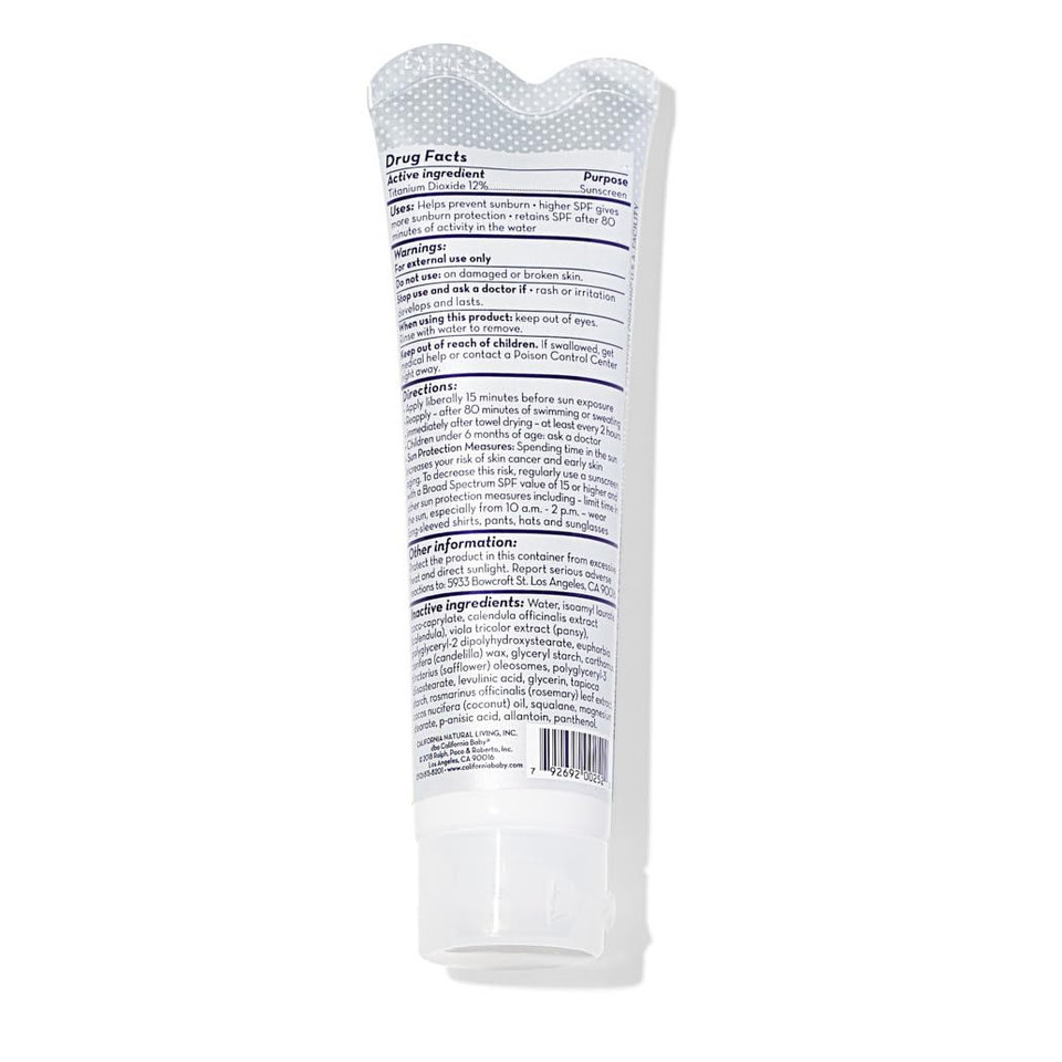 California Baby Super Sensitive Spf 30+ Sunscreen | Unscented Mineral Sunscreen | Baby Spf For Face + Body | Travel Size Spf | 51G / 1.8Oz