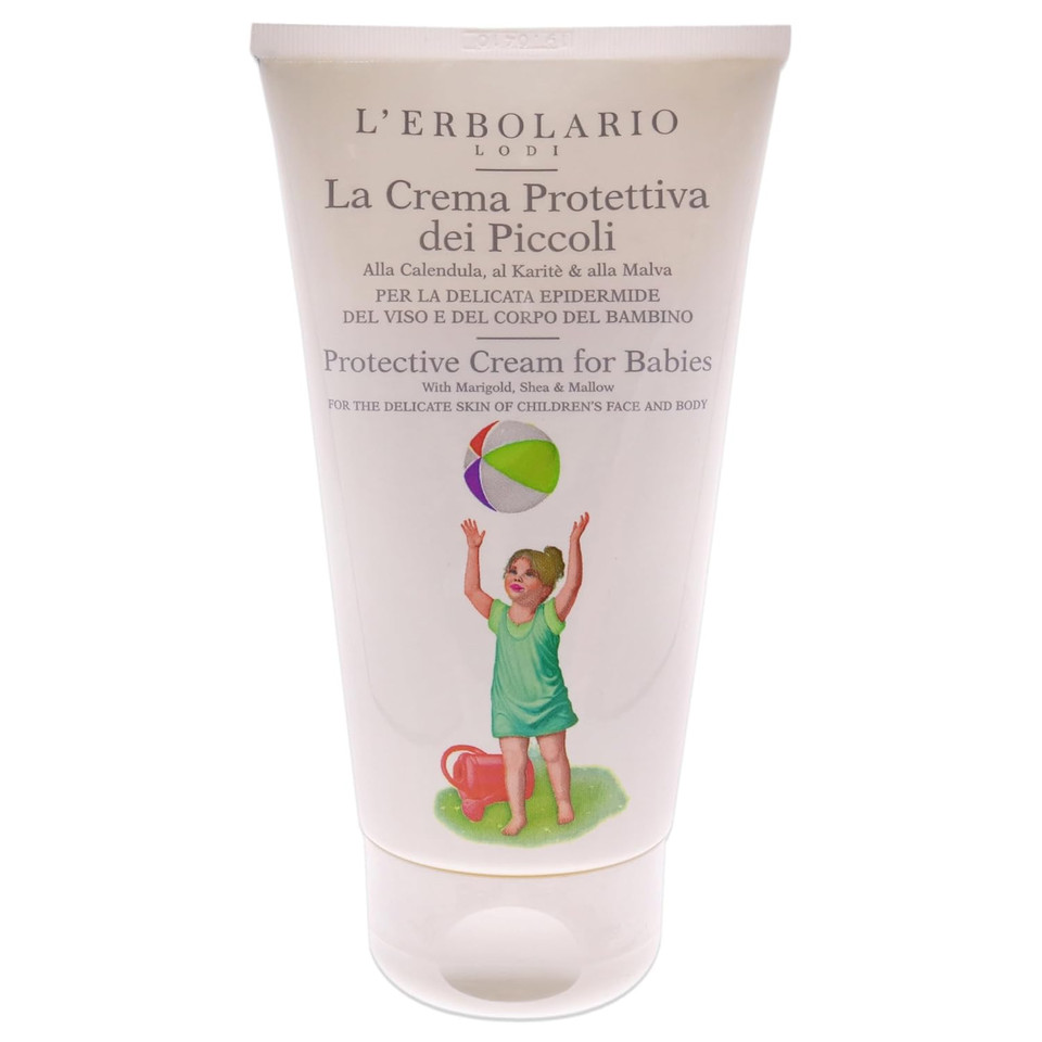L'Erbolario Protective Cream For Babies - Rich In Vitamins And Plant-Derived Emollients - With Marigold, Shea And Mallow - Nourish, Soften And Keep Your ChildS Sensitive Skin Supple - 5.07 Oz