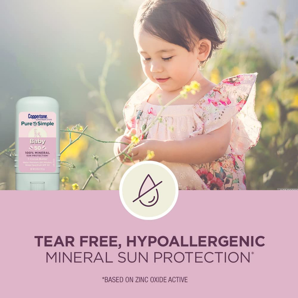 Coppertone Waterbabies Baby Sunscreen Spray Spf 50 (6 Oz) + Pure And Simple Baby Mineral Sunscreen Stick Spf 50 With Zinc Oxide, Tear Free (0.49 Oz) Hypoallergenic And Oxybenzone Free Coppertone Waterbabies Baby Sunscreen Spray Spf 50 (6 Oz) + Pure And Simple Baby Mineral Sunscreen Stick Spf 50 With Zinc Oxide, Tear Free (0.49 Oz) Hypoallergenic And Oxybenzone Free