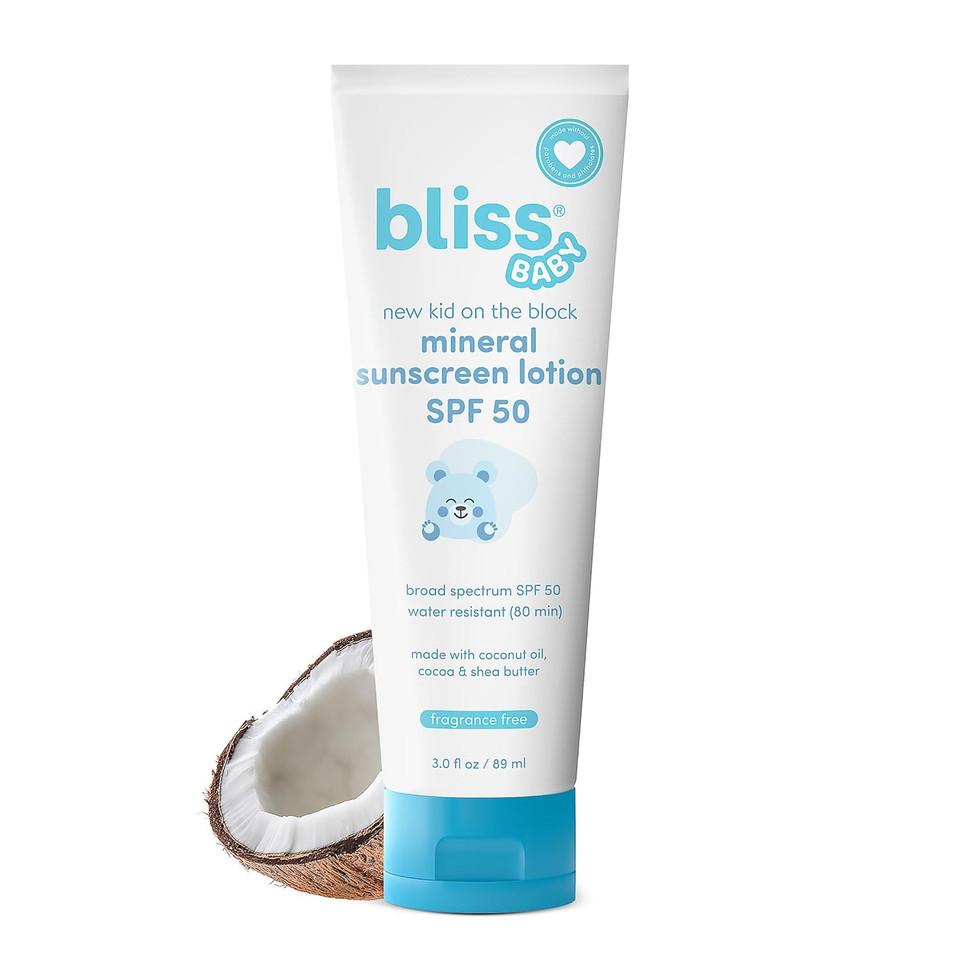Bliss Baby Sunscreen, Premium Spf 30 Sunscreen Mineral Lotion, Natural Zinc Oxide, Hypoallergenic, Non-Toxic, Water-Resistant, Vegan, Sensitive Skin - For Babies, Toddlers, Kids & Whole Family