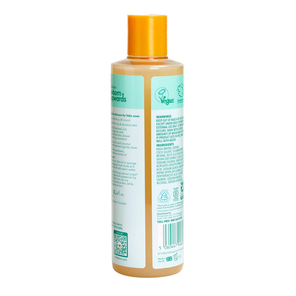 Childs Farm, Oatderma Baby Wash, Fragrance-Free, Gently Cleanses And Soothes, Suitable For Newborns With Dry, Eczema-Prone, Sensitive Skin, 8.4 Fl Oz